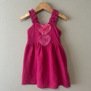Handmade Children's Pink Upcycled Double Gauze Cotton Elastic Straps Dress